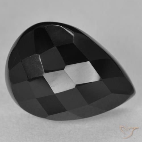 Onyx Noire naturelle En forme de poire, 10.07 ct, Opaque