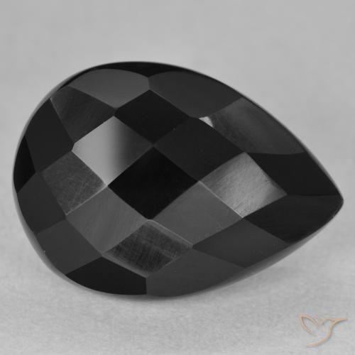 8.11ct Naturel Noire Onyx, En forme de poire, Opaque