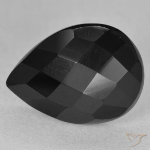 Onyx Noire naturelle En forme de poire, 8.11 ct, Opaque