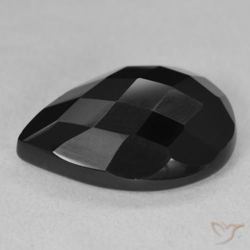 Onyx Noire naturelle En forme de poire, 8.11 ct, Opaque