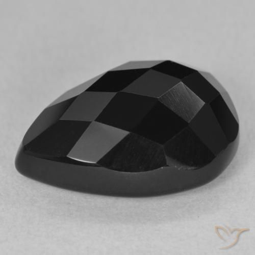 Onyx Noire naturelle En forme de poire, 10.32 ct, Opaque