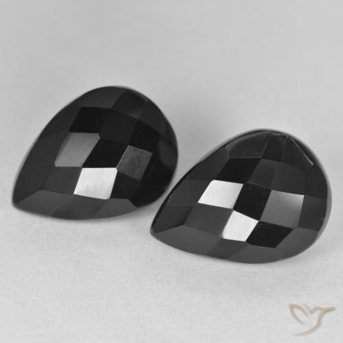 17.51ctw Naturel Noire Onyx, En forme de poire, Opaque