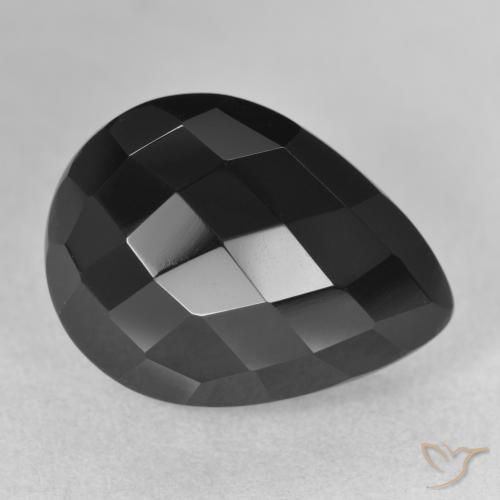 Onyx Noire naturelle En forme de poire, 12.67 ct, Opaque