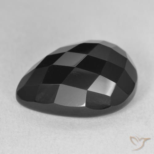 Onyx Noire naturelle En forme de poire, 12.67 ct, Opaque