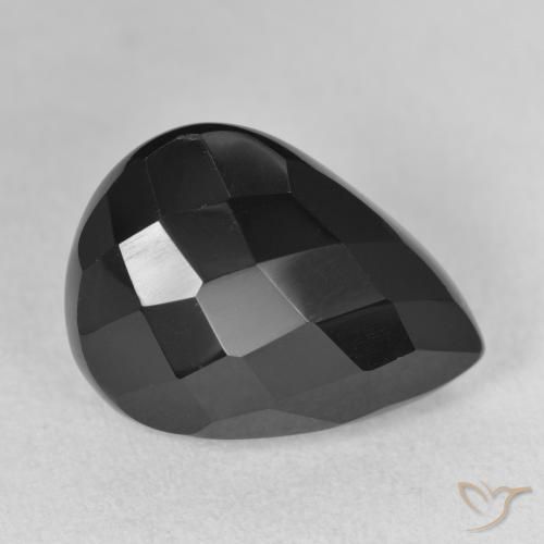 Onyx Noire naturelle En forme de poire, 9.35 ct, Opaque
