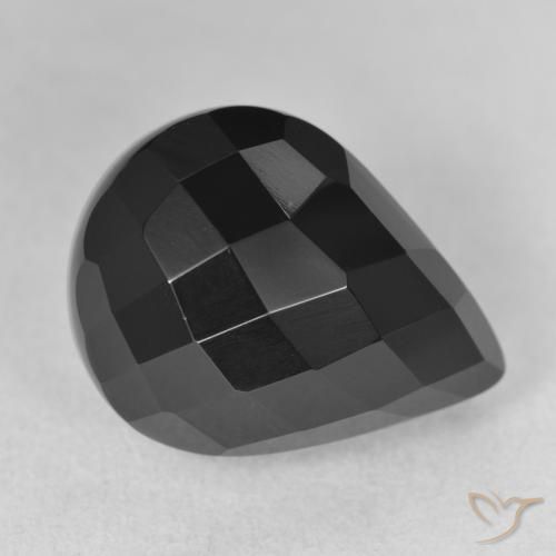13.39ct Naturel Noire Onyx, En forme de poire, Opaque