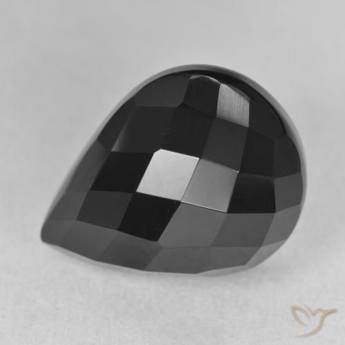 Onyx Noire naturelle En forme de poire, 13.39 ct, Opaque