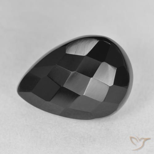 10.00ct Naturel Noire Onyx, En forme de poire, Opaque