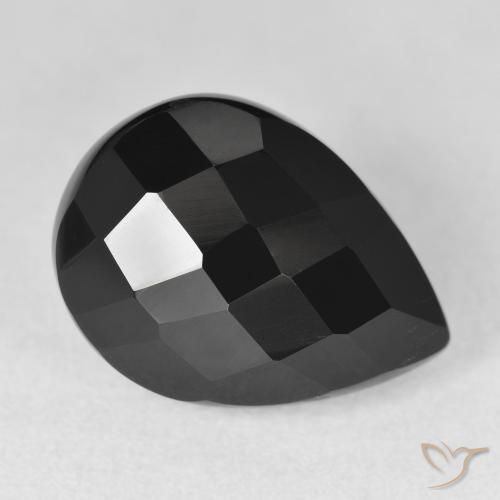 Onyx Noire naturelle En forme de poire, 10.08 ct, Opaque