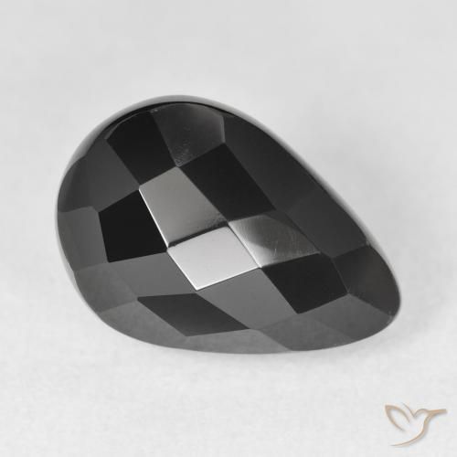 Onyx Noire naturelle En forme de poire, 8.51 ct, Opaque