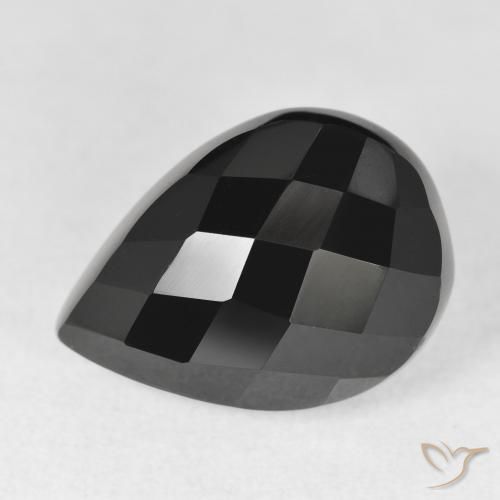 10.14ct Naturel Noire Onyx, En forme de poire, Opaque