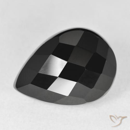 11.28ct Naturel Noire Onyx, En forme de poire, Opaque