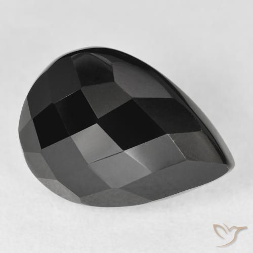 Onyx Noire naturelle En forme de poire, 9.38 ct, Opaque