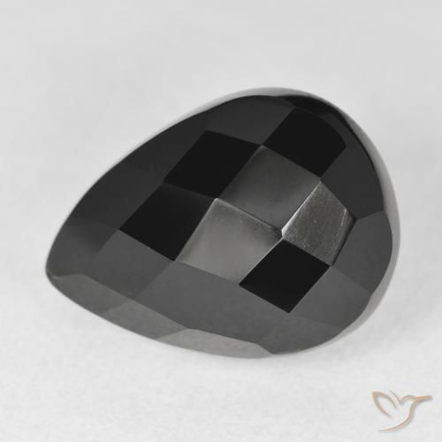 11.38ct Naturel Noire Onyx, En forme de poire, Opaque