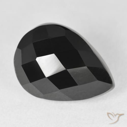 Onyx Noire naturelle En forme de poire, 11.38 ct, Opaque