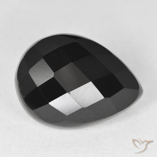 Onyx Noire naturelle En forme de poire, 10.38 ct, Opaque