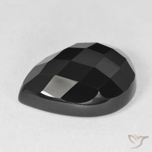 Onyx Noire naturelle En forme de poire, 10.38 ct, Opaque