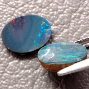 Achetez naturel ct multicolore doublet d'opale gems, coupe ovale, en provenance australie chez gemselect. en stock, livraison internationale!