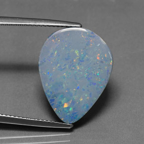 Doublet d'opale multicolore naturelle en forme de poire, 9,47 ct, opaque