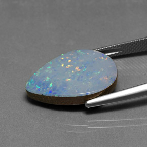 Doublet d'opale multicolore naturelle en forme de poire, 9,47 ct, opaque