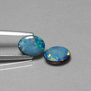Achetez naturel ct multicolore doublet d'opale gems, coupe ovale, en provenance australie chez gemselect. en stock, livraison internationale!