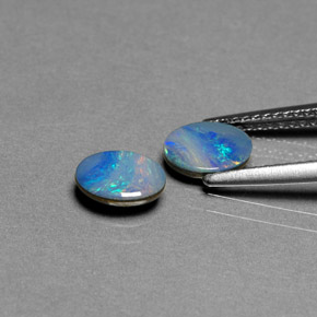 Achetez naturel ct multicolore doublet d'opale gems, coupe ovale, en provenance australie chez gemselect. en stock, livraison internationale!