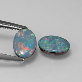 Achetez naturel ct multicolore doublet d'opale gems, coupe ovale, en provenance australie chez gemselect. en stock, livraison internationale!