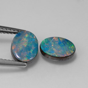 Achetez naturel ct multicolore doublet d'opale gems, coupe ovale, en provenance australie chez gemselect. en stock, livraison internationale!