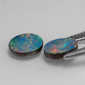 Achetez naturel ct multicolore doublet d'opale gems, coupe ovale, en provenance australie chez gemselect. en stock, livraison internationale!