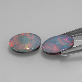 Achetez naturel ct multicolore doublet d'opale gems, coupe ovale, en provenance australie chez gemselect. en stock, livraison internationale!