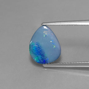 Doublet d'opale multicolore naturelle en forme de poire, 2,52 ct, opaque