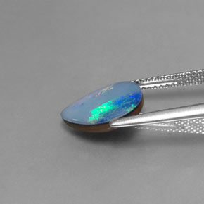 Doublet d'opale multicolore naturelle en forme de poire, 2,52 ct, opaque