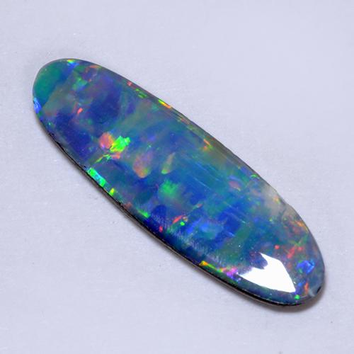 Opale Doublet Multicolore naturelle Coupe ovale, 1.63 ct, Opaque