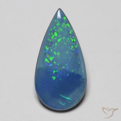 Opale Doublet Multicolore naturelle En forme de poire, 1.85 ct, Opaque