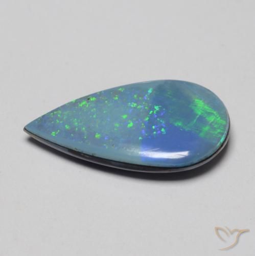 Opale Doublet Multicolore naturelle En forme de poire, 1.85 ct, Opaque