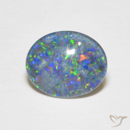 Opale Doublet Multicolore naturelle Coupe ovale, 2.12 ct, Opaque