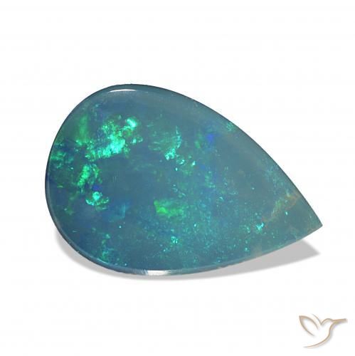Opale Doublet Vert bleu multicolore naturelle En forme de poire, 1.29 ct, Opaque