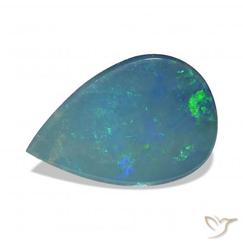 Opale Doublet Vert bleu multicolore naturelle En forme de poire, 1.29 ct, Opaque