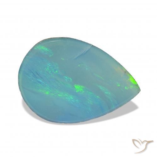 Opale Doublet Bleu multicolore naturelle En forme de poire, 1.62 ct, Opaque