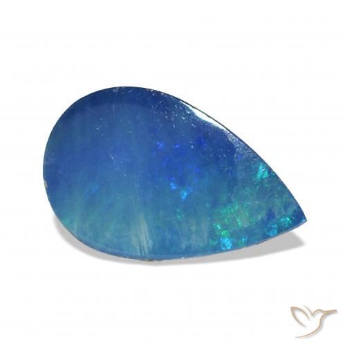 Opale Doublet Bleu multicolore naturelle En forme de poire, 0.57 ct, Opaque