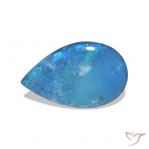 0.59ct Bleu multicolore Opale Doublet, En forme de poire, Opaque