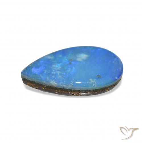 Opale Doublet Bleu multicolore naturelle En forme de poire, 0.59 ct, Opaque