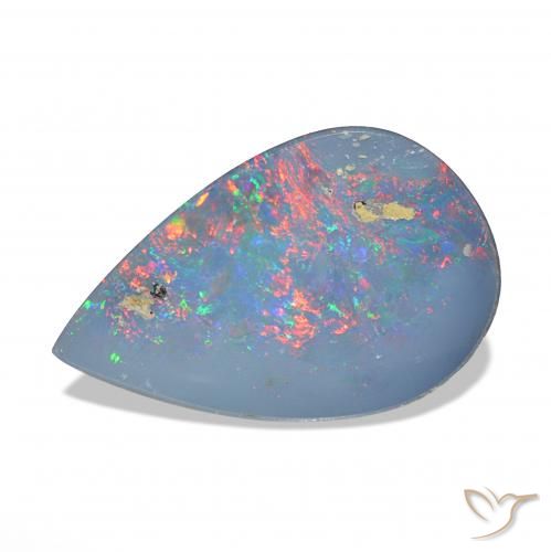 Opale Doublet Bleu multicolore naturelle En forme de poire, 2.21 ct, Opaque