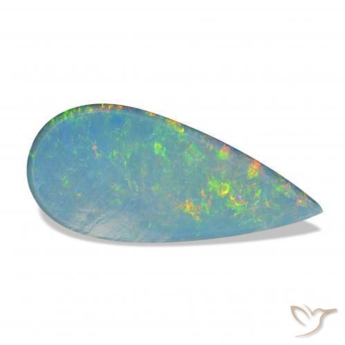 Opale Doublet Multicolore naturelle En forme de poire, 3.32 ct, Opaque