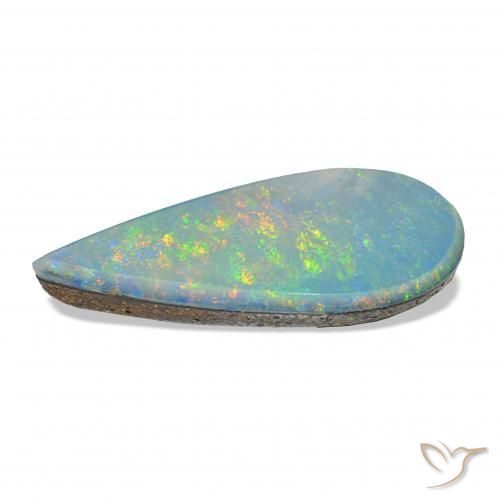 Opale Doublet Multicolore naturelle En forme de poire, 3.32 ct, Opaque