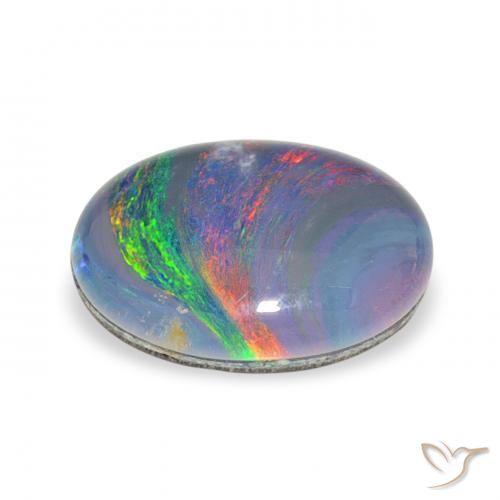 Triplet d'opale Multicolore naturelle ovale, 3.00 ct, Opaque