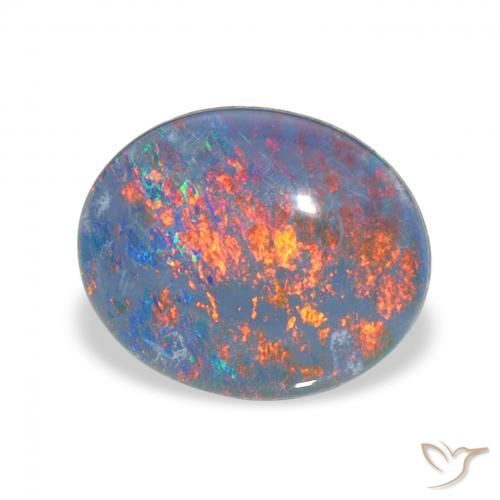 Triplet d'opale Multicolore naturelle ovale, 3.01 ct, Opaque