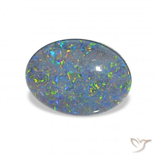 Triplet d'opale Multicolore naturelle ovale, 3.70 ct, Opaque