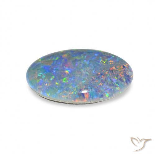 Triplet d'opale Multicolore naturelle ovale, 3.36 ct, Opaque