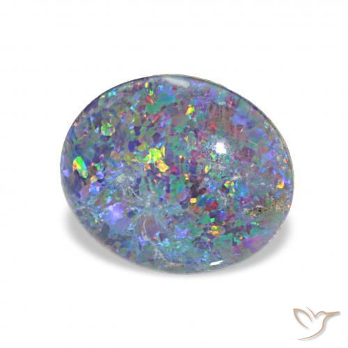 Triplet d'opale Multicolore naturelle ovale, 2.83 ct, Opaque